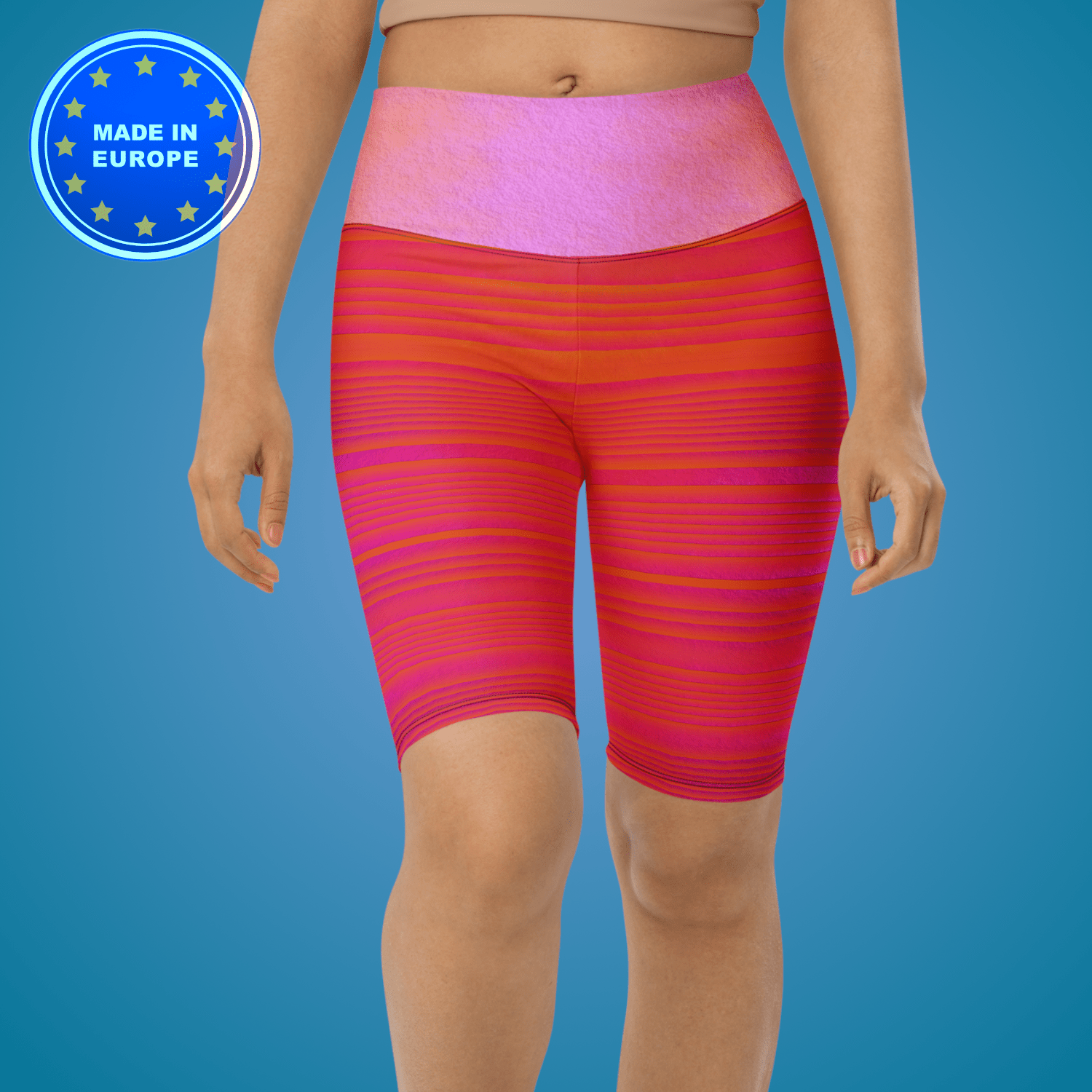 UV Pink High - Waisted Biker Shorts – Fitness College Europe - Made - Fitness College