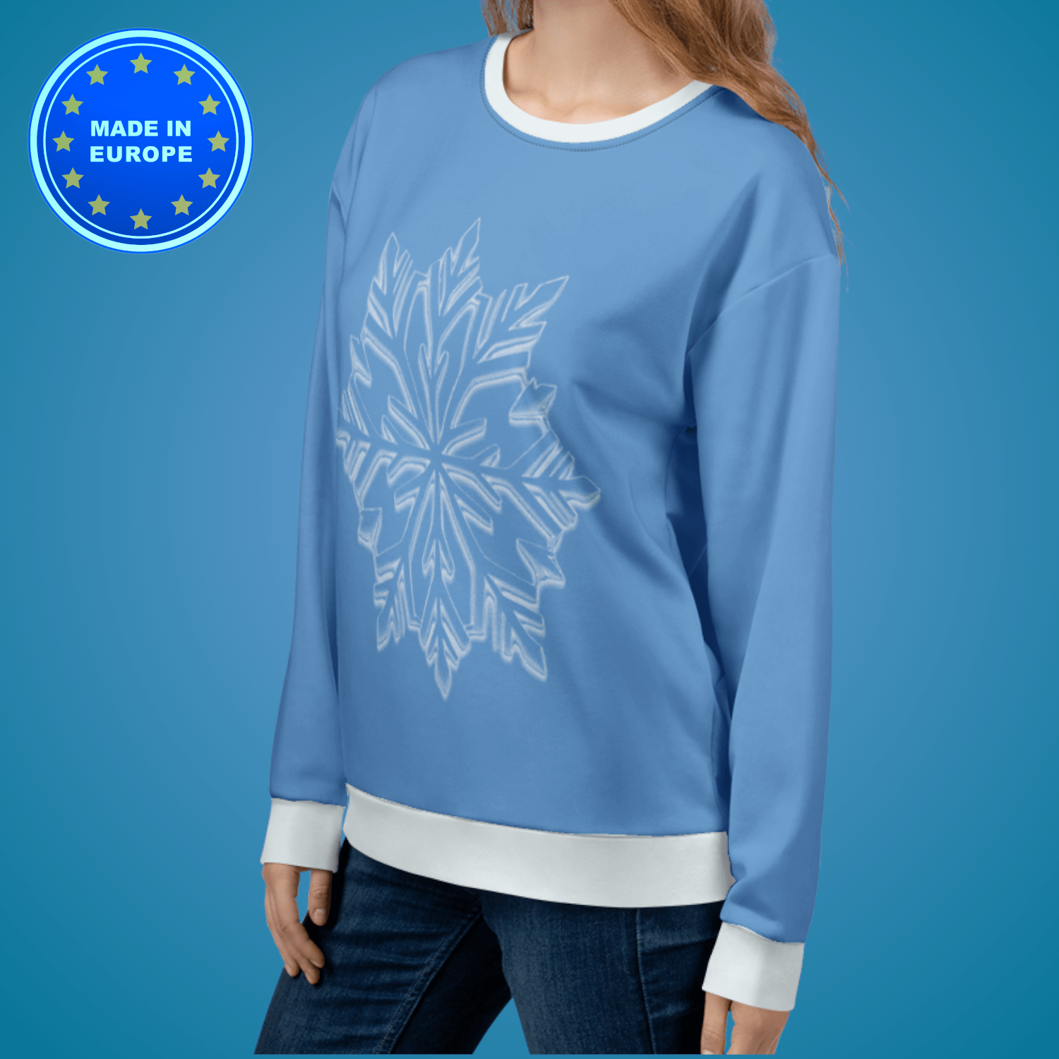 Snowflakes Recycled Sweatshirt Made In EU - Fitness College